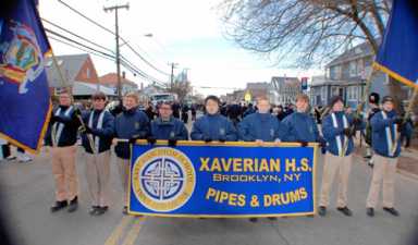 Xaverian HS Pipe and Drum Corp makes Irish eyes smile in 39th annual parade