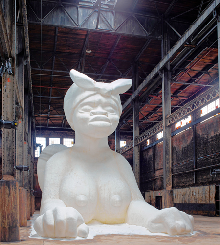 Giant sphinx-lady sculpture inside Domino Sugar factory is not-so-sweet relief