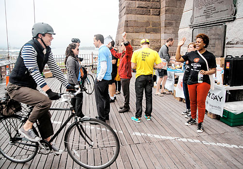 Power to the pedalers! Cyclists get surprise caffeine, carb infusion on bridge