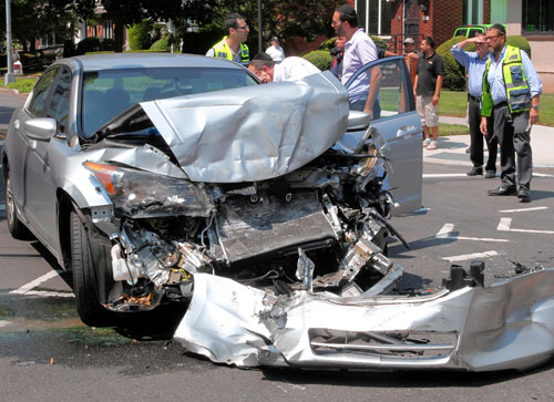 Fire truck, car crash in Midwood