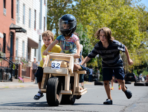Thrills, chills, and spills: Kids face off at Slope soapbox derby