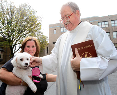 Our blessed friends: Pets visit church through the doggy door