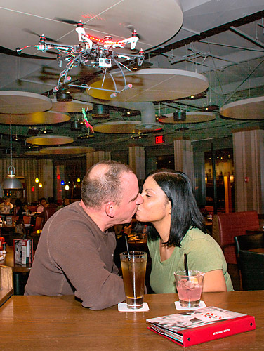 Drone strike! Our photographer injured by TGI Friday’s mistletoe copter