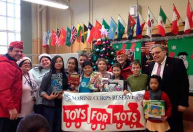 ‘Toys for Tots’ students, staff and PTA at IS 228 in Gravesend are holiday heroes