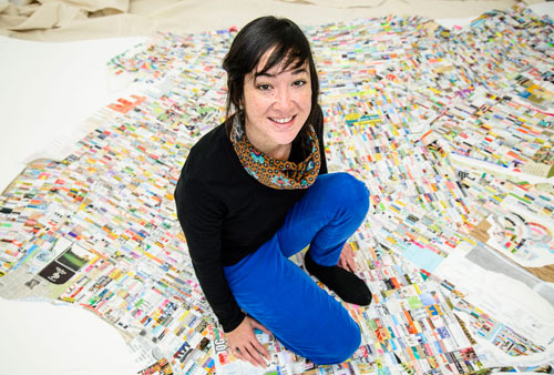 Artist creates map of Brooklyn out of litter