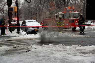 Dog-walker beaned by manhole cover in explosion