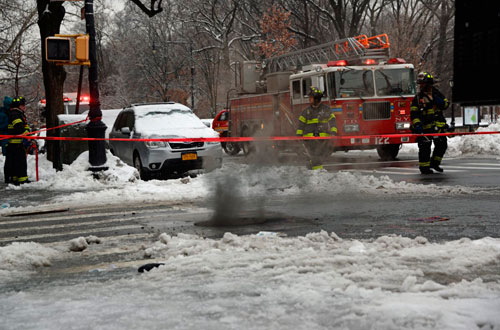 Dog-walker beaned by manhole cover in explosion