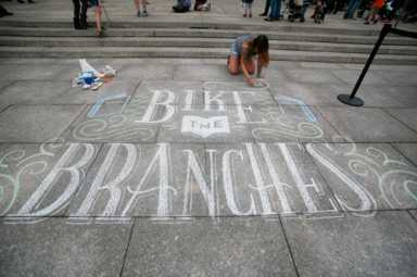 Book loving bikers tour libraries across Brooklyn