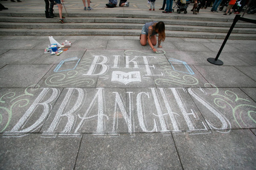 Book loving bikers tour libraries across Brooklyn
