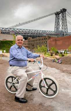 New, temporary park with bike track, small farm, and yoga classes opens at Domino site