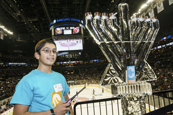 The frozen people: Islanders celebrate Hanukkah with menorah made of ice