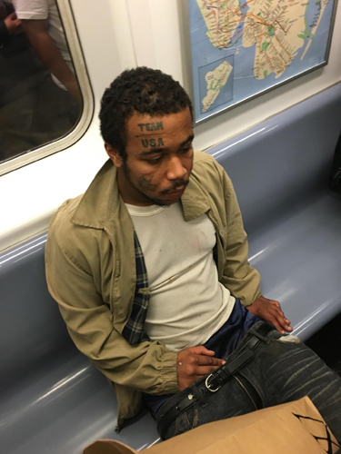 Cops collar guy with ‘Team U.S.A.’ tattooed on his forehead for alleged subway masturbation marathon