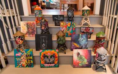 Towering ink-ferno: Tattoo artists paint model water towers