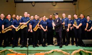 Beat cops! Police jazz band plays for Marine Park kids