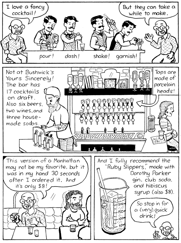 Bartoonist finds the whiskey flowing in Bushwick