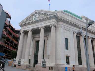 Handicap ramp blocked at Dime Savings Bank