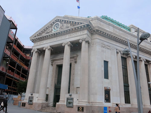 Handicap ramp blocked at Dime Savings Bank