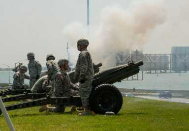 On fleet: Seafaring soldiers arrive in style