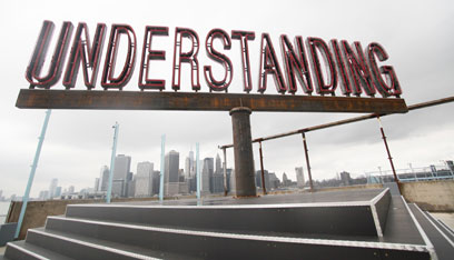 VIDEO: Watch: Giant neon ‘Understanding’ sign spins in Bridge Park