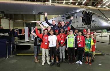 Beam them up! Kensington middle-schoolers tour solar-powered plane