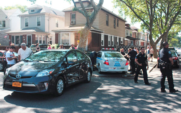 Police officers crash into Uber driver