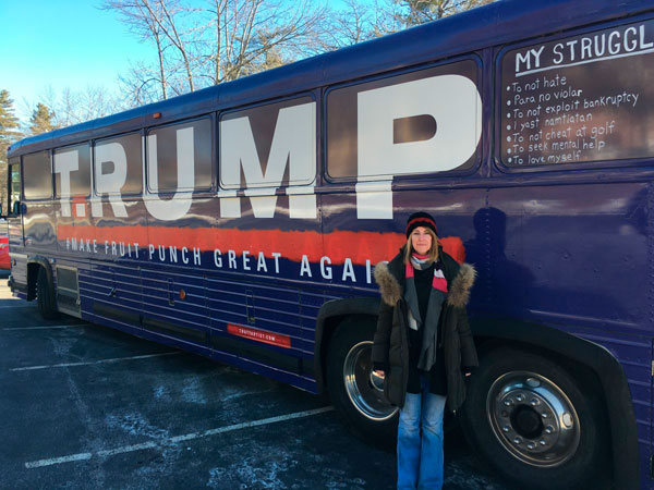Artists hijack Trump campaign bus for Dumbo exhibit