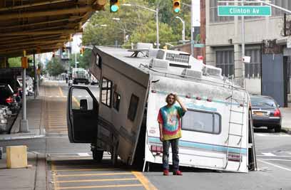 Van damn! Camper collapses in Clinton Hill after driver crashes into cars