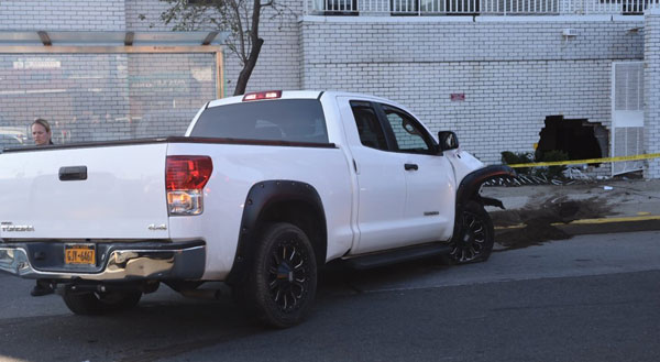 See it!: Truck plows hole into Brighton Beach wall