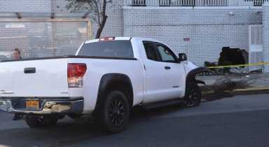 See it!: Truck plows hole into Brighton Beach wall