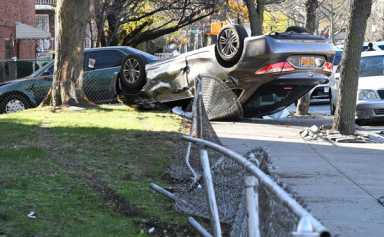 See it! Car flips into Flatlands front yard