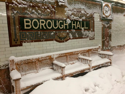 It’s snowing inside Borough Hall station