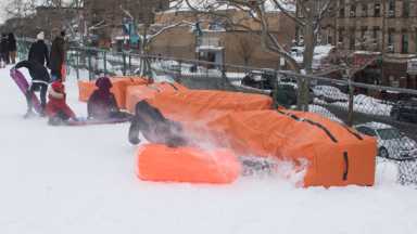 The catcher in the white: New pads stop sledding tots from hitting Sunset Park’s fence