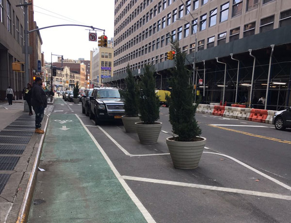 Spotted! Jay Street planters keep getting moved by parking scofflaws