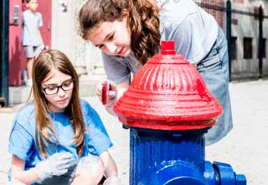 Bay Ridge tykes paint hydrants for Memorial Day!