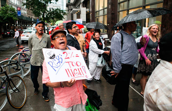 Affordable housing advocates storm Rent Guidelines Board amid downpour