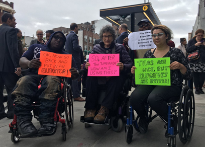 Ridgites call for elevator at newly renovated, inaccessible Bay Ridge. Ave. station