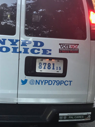 Authorities with an agenda: Cops using police vehicle to advocate against constitutional convention