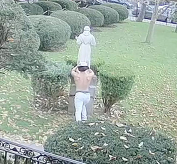 Far from heaven: Vandal sends church’s St. Francis statue crashing to the ground twice, police say