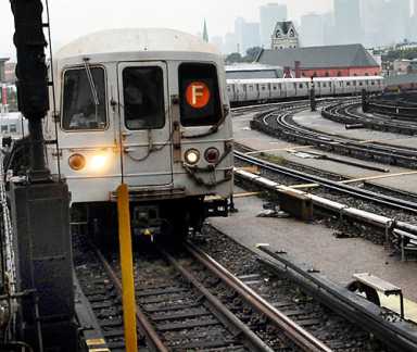 MTA switching tracks; F express on the table