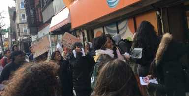 ‘I’ for incomplete: Impassioned students ditch protest to glimpse nearby brawl