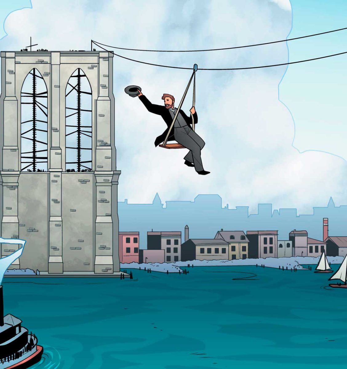 Sketching up: Graphic novel shows how the Brooklyn Bridge was built