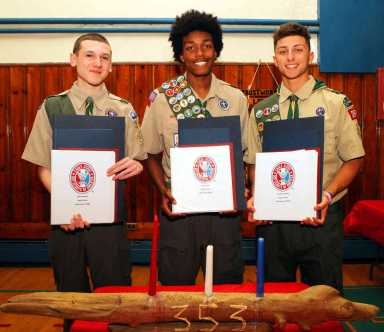 Talented trio of Eagle Scouts get their wings