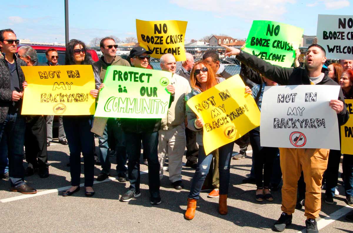 Mill Basinites protest party boats off of Flatbush Avenue