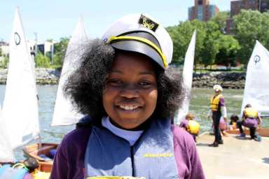 Anchors aweigh! Youngsters set sail on East River in boats made by hand