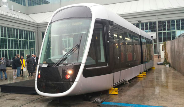 Trolley-ho! Advocates of Brooklyn–Queens tram line reveal life-size streetcar model