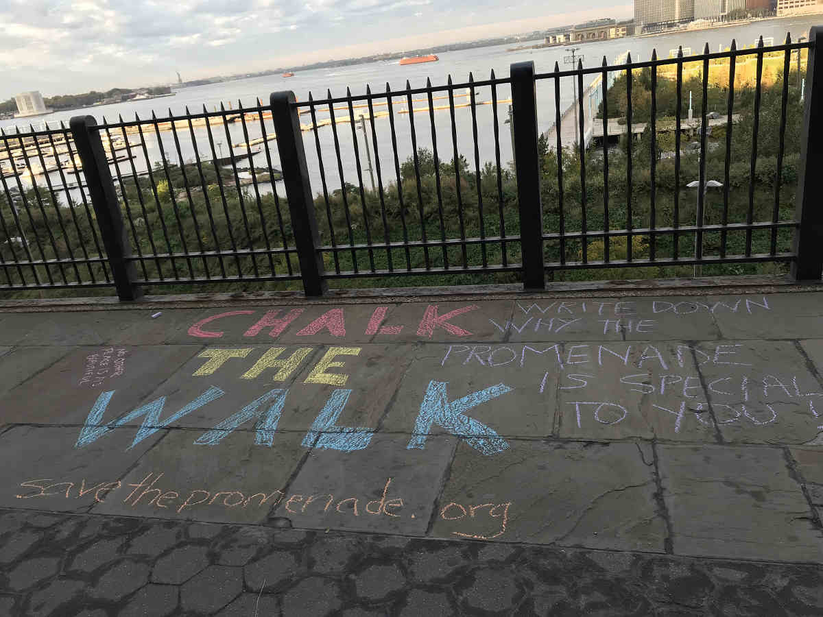 Promenade prose: Locals covering Heights walkway in chalk-written odes
