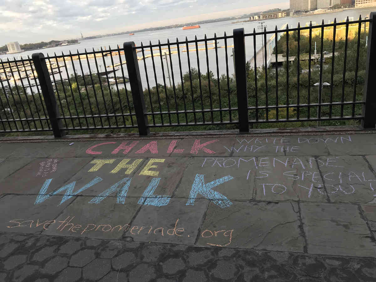 Promenade prose: Locals covering Heights walkway in chalk-written odes