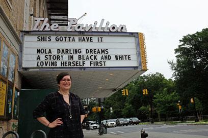 It’s lit-erature! Artists adorn Pavilion Theater’s marquee with movie-inspired poems