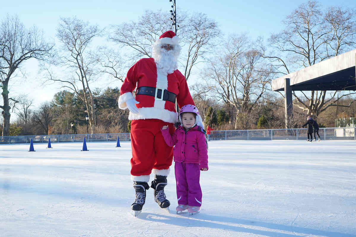 Naughty or ice: Santa hits the rink with kids at Prospect Park