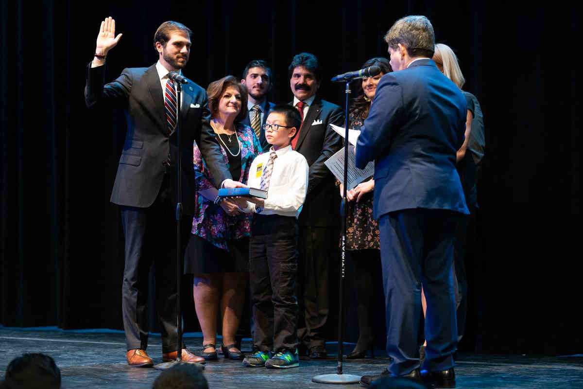 Most likely to succeed: State Sen. Andrew Gounardes returns to his Fort Hamilton High School for local inauguration ceremony